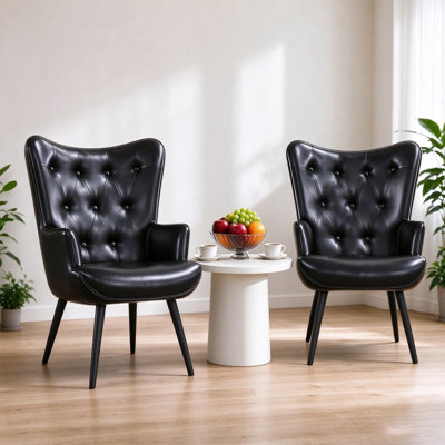 Set of Two Brown Faux Leather Geometric-stitched Dining Chairs Upholstered Accent Seating for Dining Room Kitchen Living Room or Bedroom Modern Style for Everyday Meals Conversation and Relaxing
