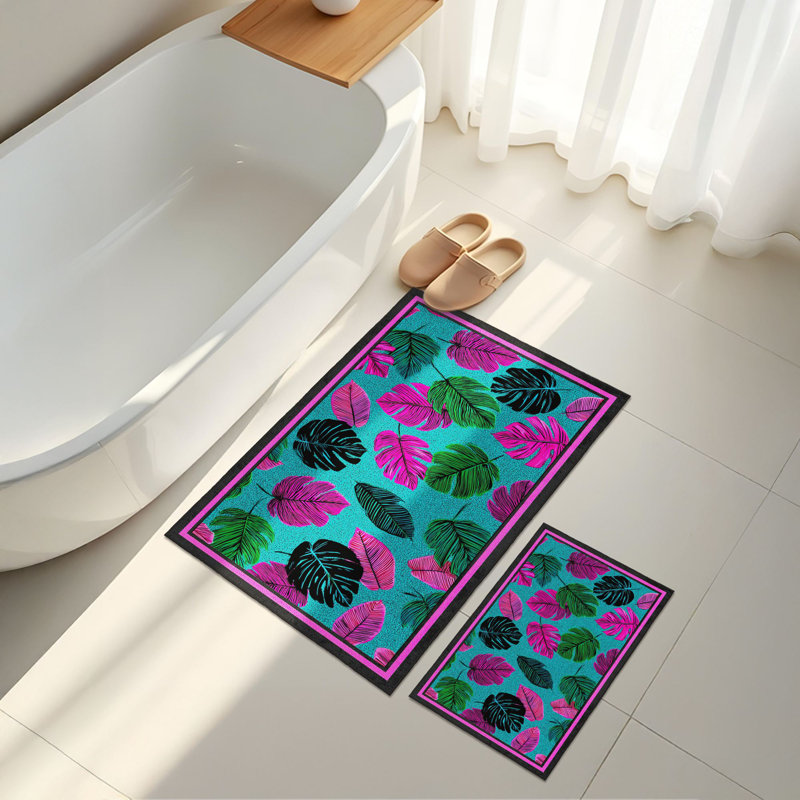 Ensemble de tapis de bain de qualité supérieure (2 pièces), mauve, 19,7 po x 23,6 po et 23,6 po x 39,4 po | 100% polyester, 650 g / m², hauteur de poils de 0,2 po | Sous-face antidérapante, impression numérique | Lavable à la machine, idéal pour la salle de bain et la décoration intérieure