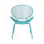 Chaise élégante en fer bleu sarcelle - Assise en maille, 65,5 cm de profondeur x 86,7 cm de hauteur, pour l'extérieur, style rétro ludique, structure, H Room