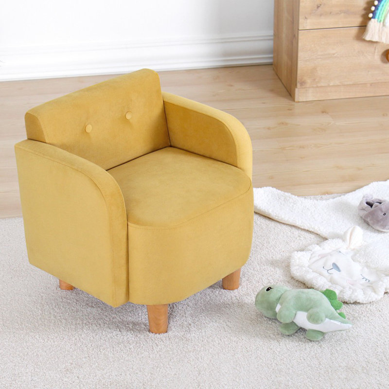 Fauteuil à oreilles pour enfants, couleur crème, 20,1 po x 18,5 po x 20,9 po | Revêtement 100% coton, éponge orthopédique 35 pouces de 2,8 pouces, pieds en bois robustes | Style bohémien et scandinave, parfait pour la salle de jeux et la chambre de 