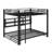 Queen Over Queen Bunk Bed With Storage Cabinets And LED