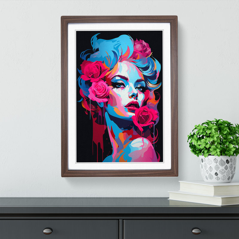 Rose Pop Art - Framed Print, Walnut Framed, 64cm H x 46cm W x 2cm D