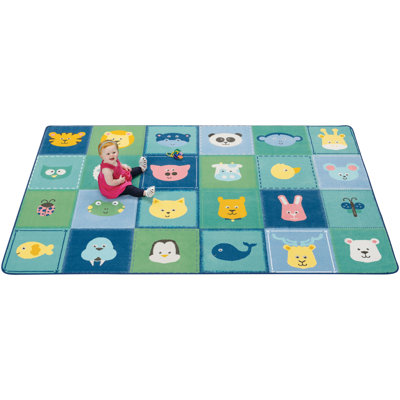 Tapis bleu clair touffeté à motif animal Kidsoft