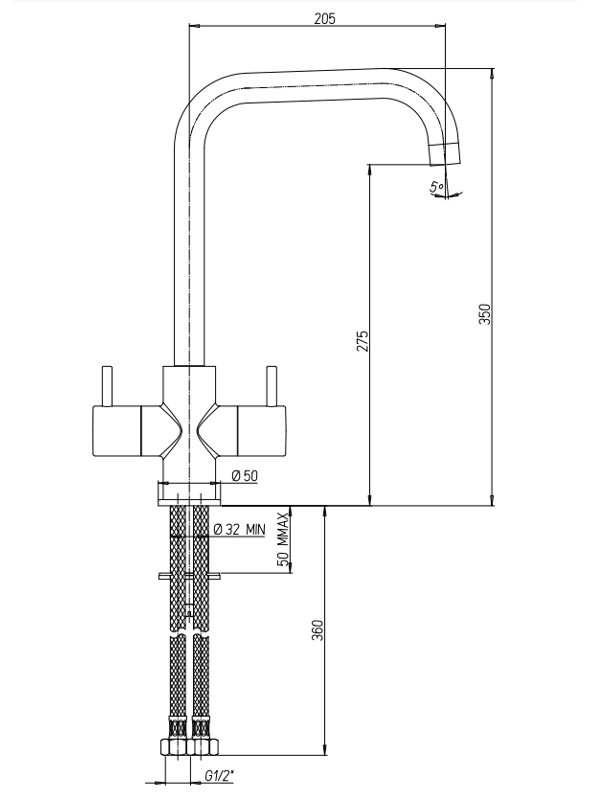 Piralla Cox Kitchen Faucet, Chrome