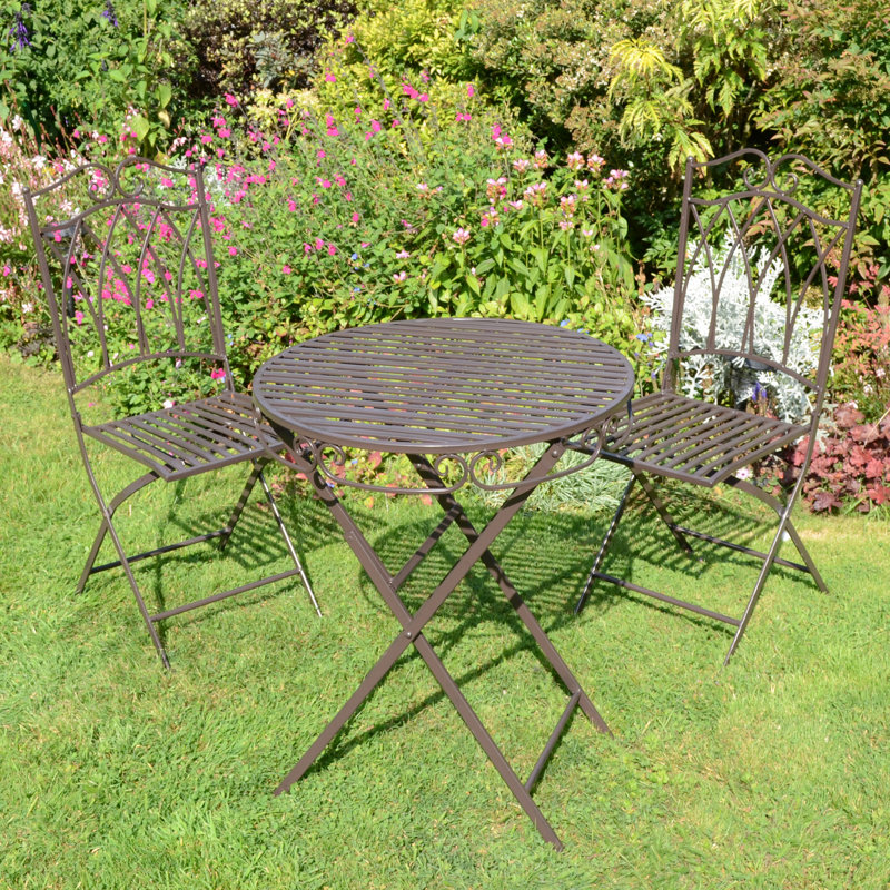 ROCHELLE Folding Garden Bistro Set, Mocha Brown