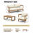 Assembly Free Sofa, Quick Assembly Coffee Table,Outdoor Aluminum Sofa Set, 5 Person Outdoor Seating Sofa, Wood Grain Veneer Sofa Set for Patio（Set of 4）-775662163
