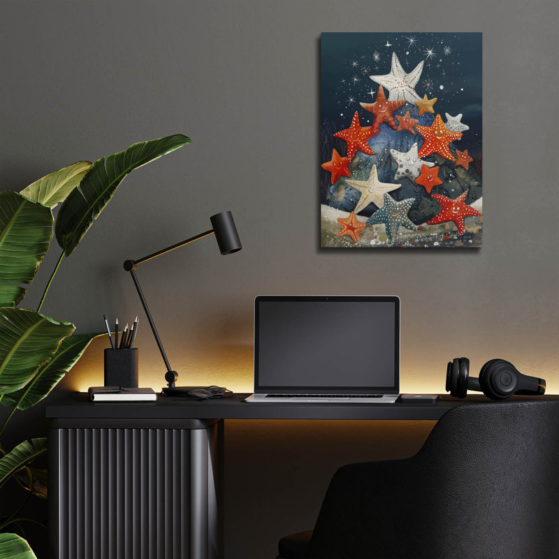  «Pile Of - Starfish» par Doron David, art mural en verre, 12 po x 16 po