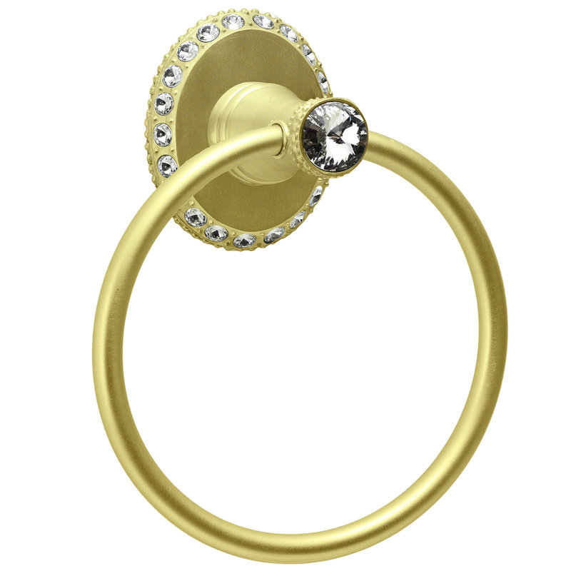 Caché II full swing towel smooth ring right with Swarovski Clear Crystals in Gilded Mercury, Gold