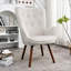 Fauteuil à oreilles de style Mid-Century moderne, fauteuil capitonné en tissu de polyester avec pieds évasés en bois massif pour le bureau de la chambre à coucher et du salon-133095076-133095084