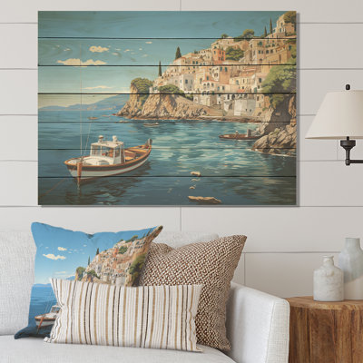 Capri, Italie, bleu, village méditerranéen III - Italie, paysage sur bois