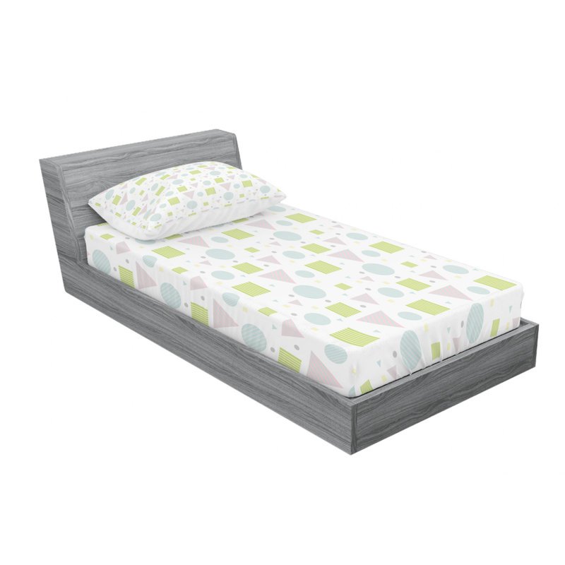 Microfiber Geometric Sheet Set, Twin Sheet Set with Fitted Sheet
