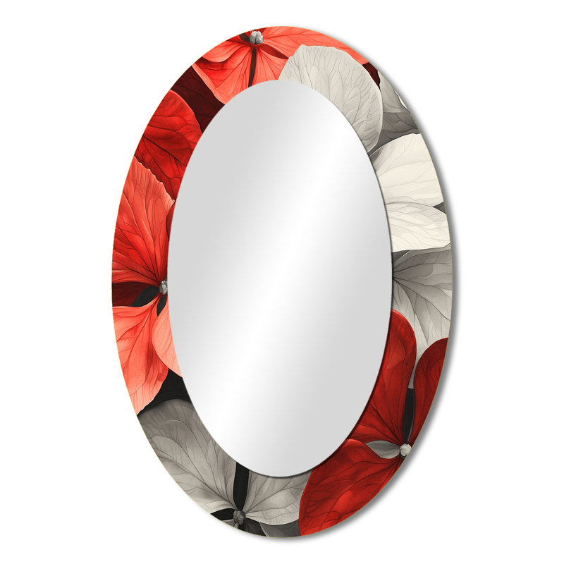 Miroir décoratif floral ovale en métal I - Fleurs, 36 po x 24 po