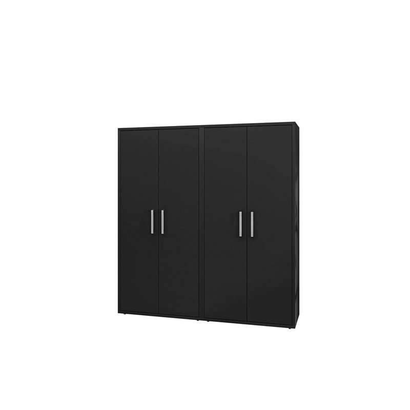 Eiffel 35" Modern Garage Storage Cabinet Set with Adjustable Shelves in Black, Black