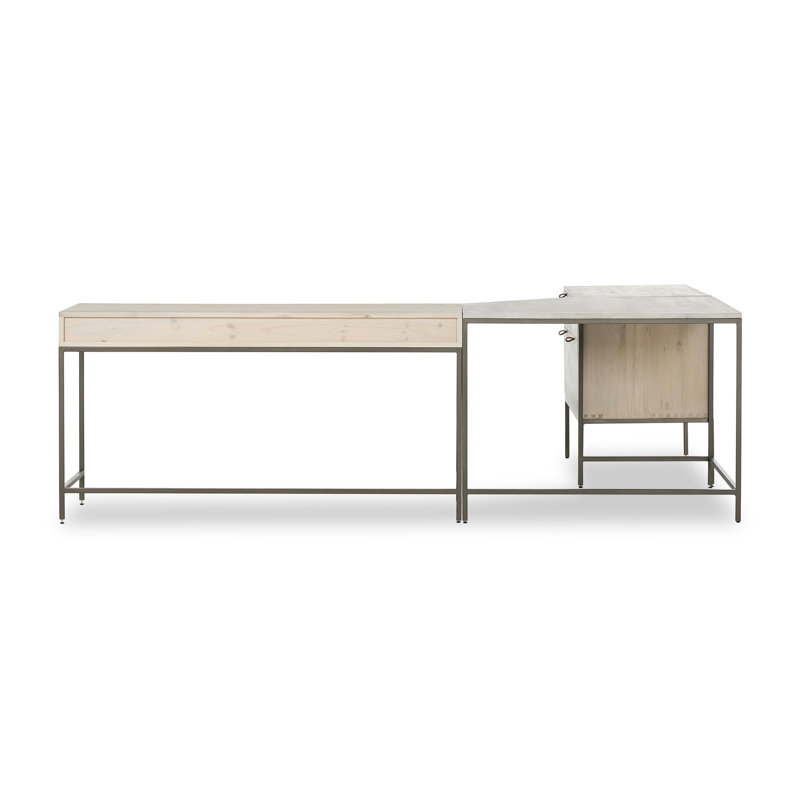 Trey Solid Wood Modular L-Shaped Executive Desk, Dove Poplar