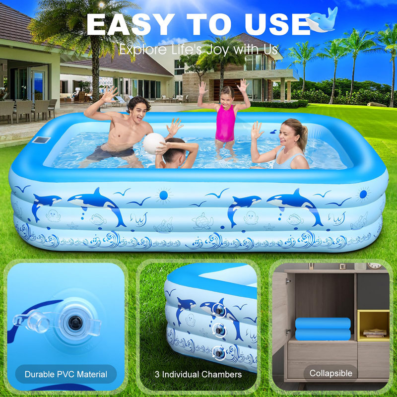 100"x63"x20"Oversized Thickened Pool, Blue
