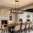 5 - Light Dimmable Modern Farmhouse Rectangle Solid Wood Chandelier