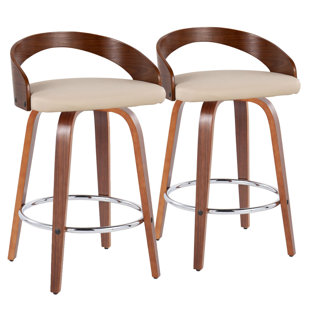 Grotto Mid-Century Modern Counter Stool With Swivel - Set Of 2