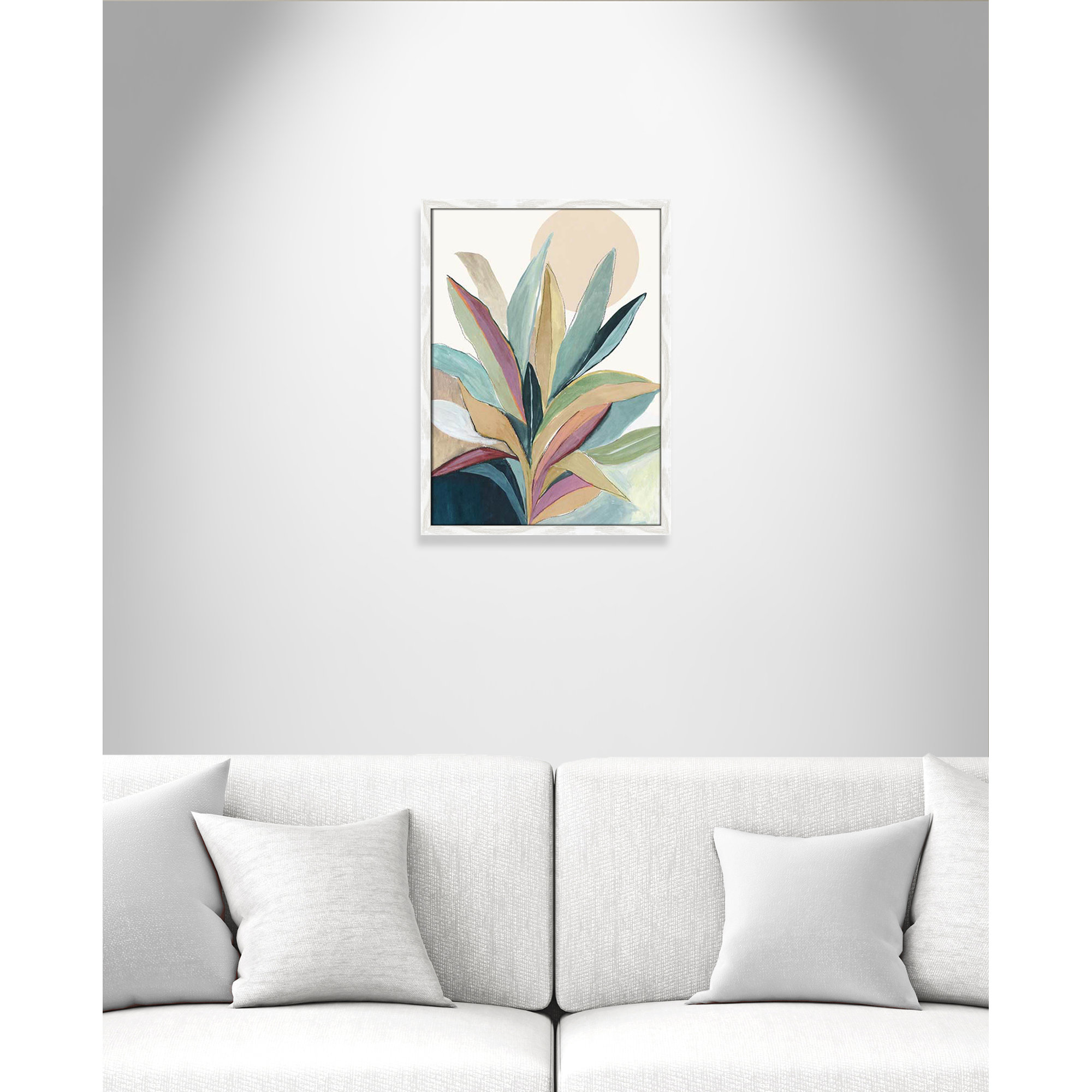 Sunny Bright Leaves I by Asia Jensen, 23" H x 17" W x 0.75" D, White Slim Unmatted Picture Framed
