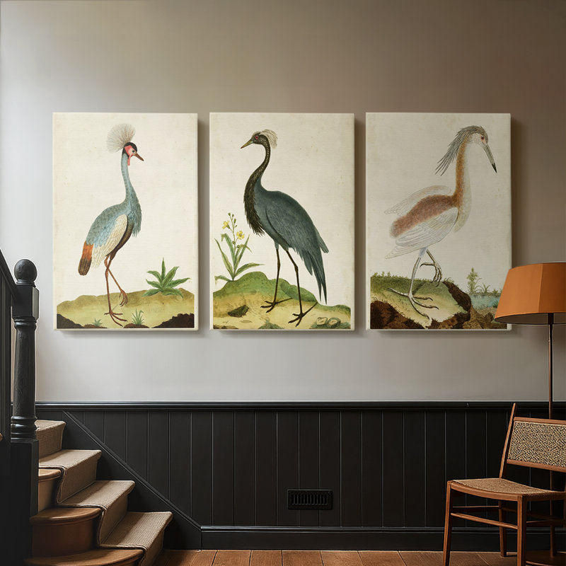 Heron Portrait I - Toile tendue avec châssis sur mesure - 3 pièces, H 27 po x l 54 po