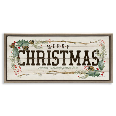 Merry Christmas Friends & Family Framed Floater Canvas Wall Art by Stephanie Workman Marrott