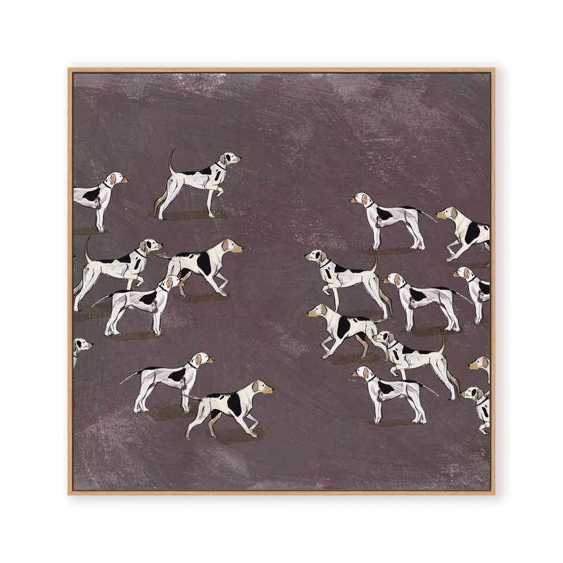 Nature Inspired Modern Ensemble: Sleek Hound Soirée, 36" H x 36" W, Framed Matted Print, Gold