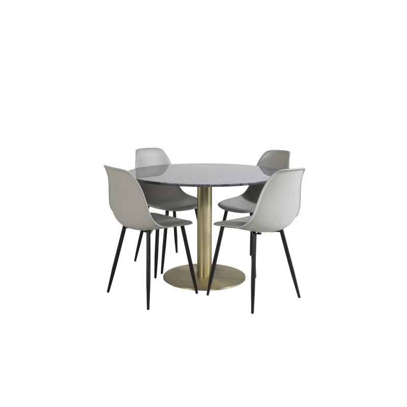 Malec Dining Set, Black, Grey, Gold