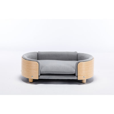 Scandinavian Style Pet Bed For Large Canines, Featuring Solid Oak Legs, Waterproof Foam, And Stain - Velvet Cushion, Quick Installation Dogs, Memory To Install