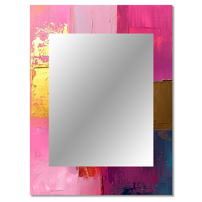 Blakc et rose se rencontrent dans le rêve IV - miroir décoratif d'art de ligne, miroir mural rose, art imprimé en métal