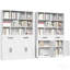 Bibliothèque de 71 po en métal avec 2 portes et 2 tiroirs, armoire de rangement haute avec tablettes ouvertes fixes pour bureau à domicile, salon, bibliothèque moderne, blanc