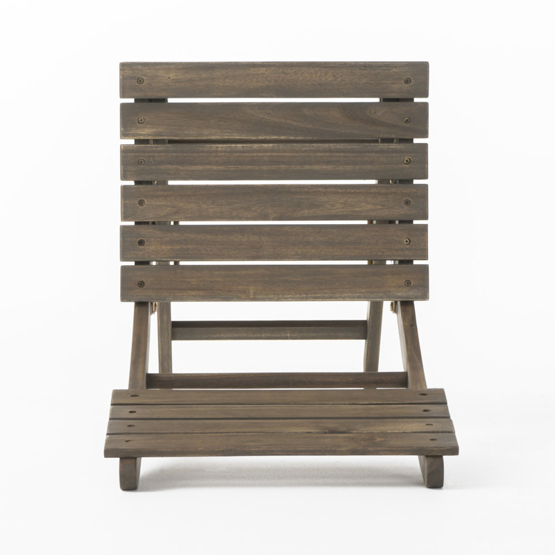 Wood Folding Table 43.5'' - Water Outdoor Feature Weather & Resistance, Grey, Slatted, Compact Storage