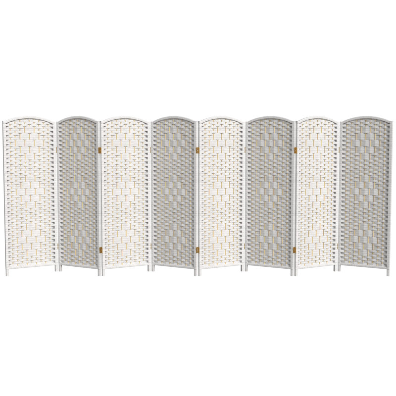 Paravent Short Diamond Weave, 8, 4 pi, Blanc