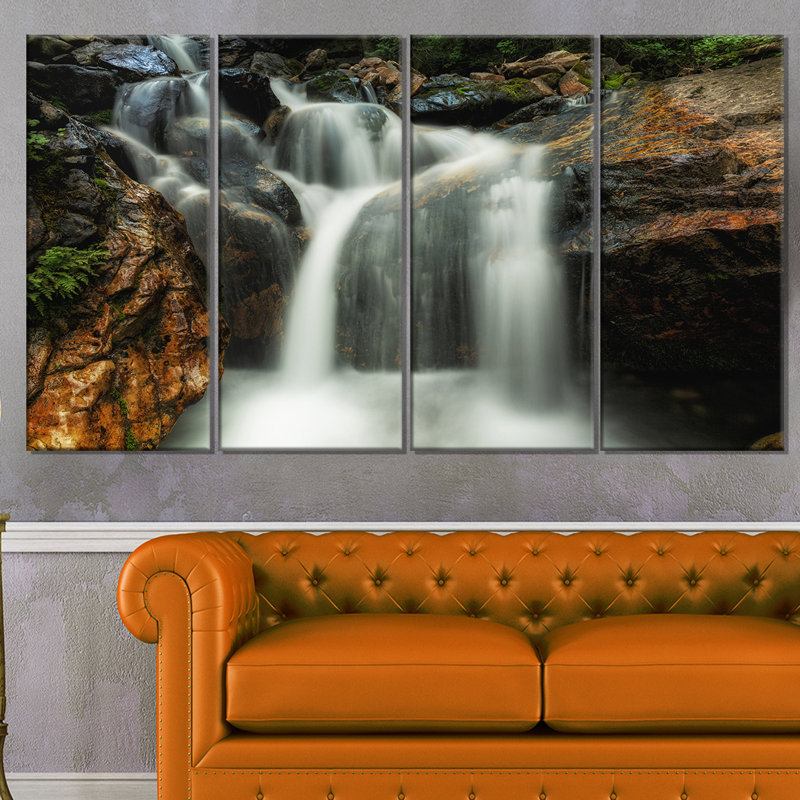 « ralenti motion cascade on rocks », ensemble de 4 reproductions d’art sur toiles