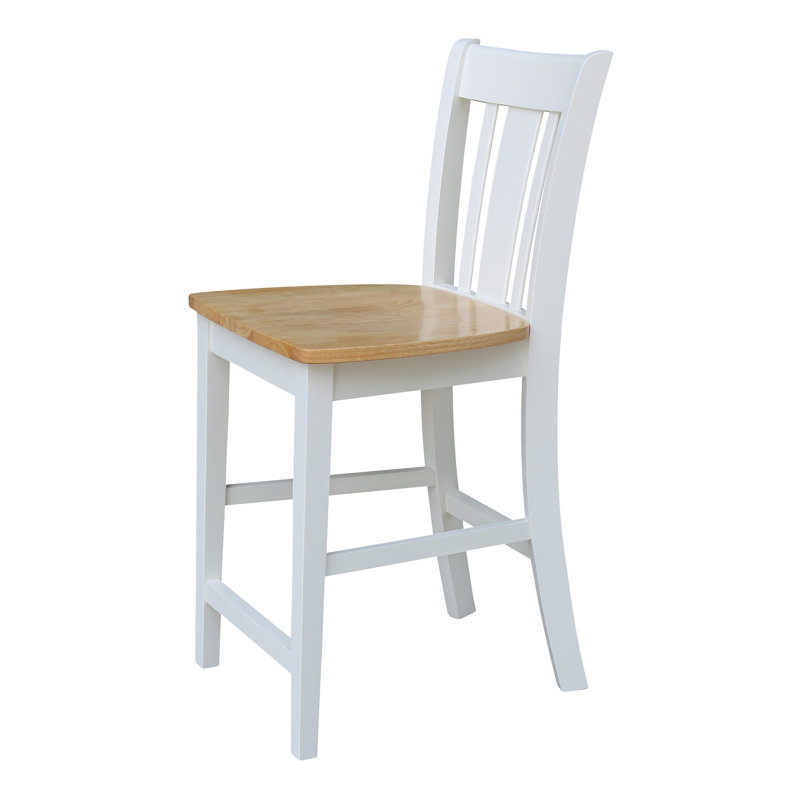  Guzik Solid Wood Counter Stool, Counter Stool (24" Seat Height), White/Natural