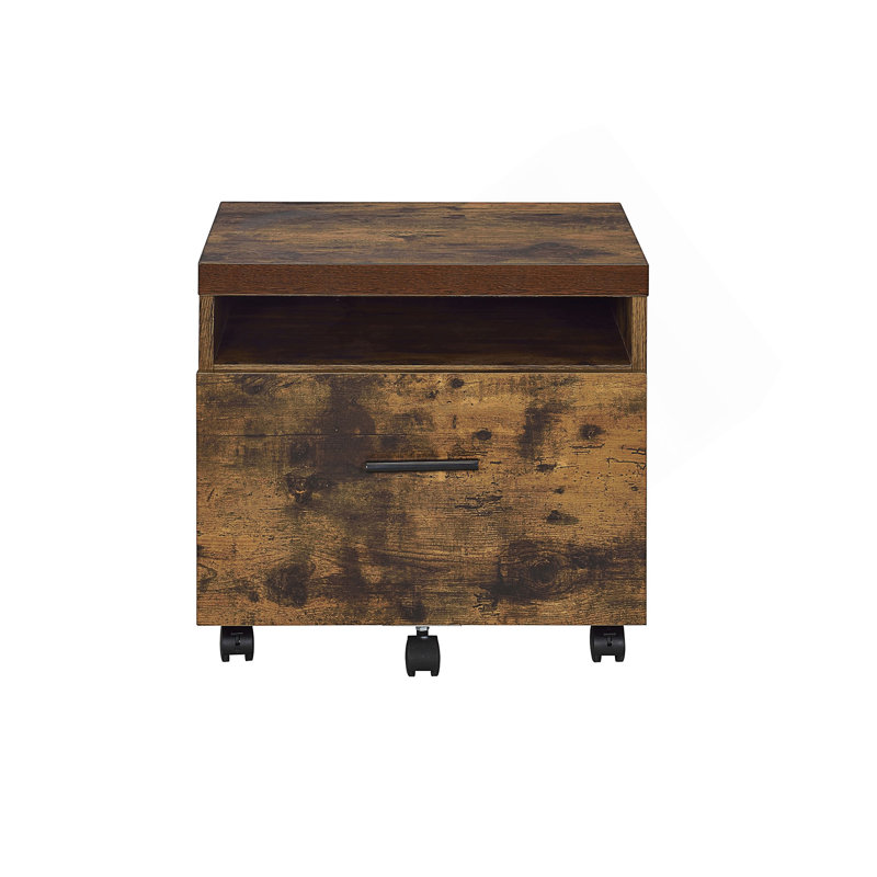 Industrial Style 1Pc File Cabinet With Drawer And Shelf ,Caster Wheels