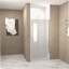Porte de douche pivotante avec cadre en aluminium, porte de douche demi-cadre avec poignée en acier inoxydable