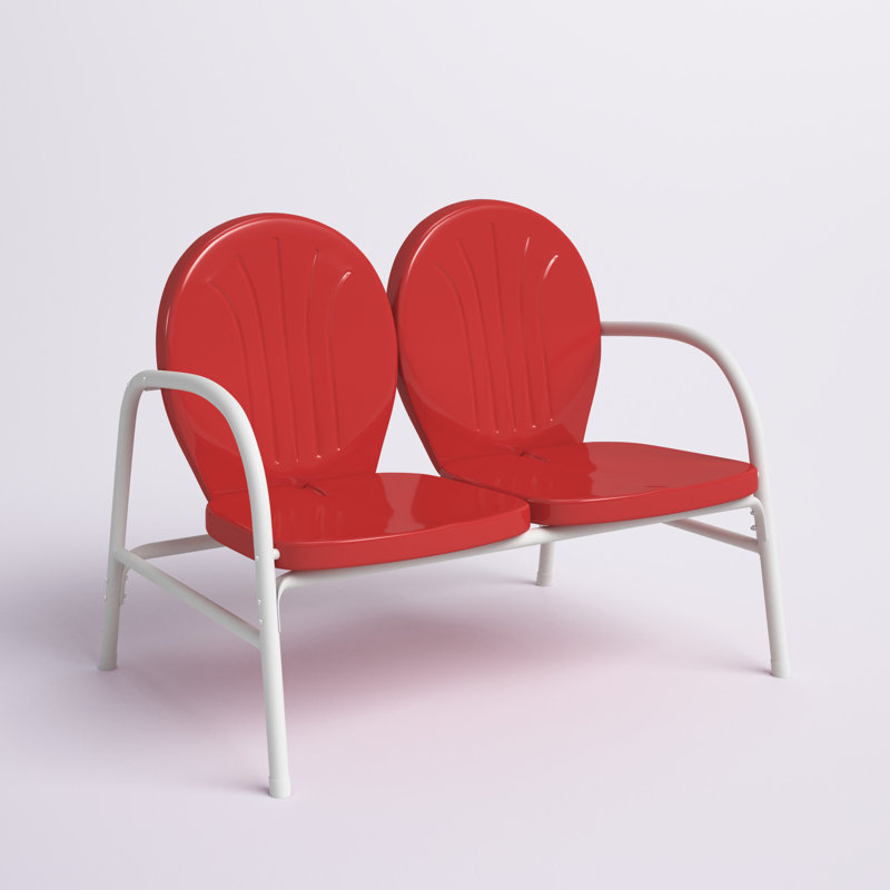 Alannah 41.8'' Wide Metal Loveseat, Bright Red Gloss