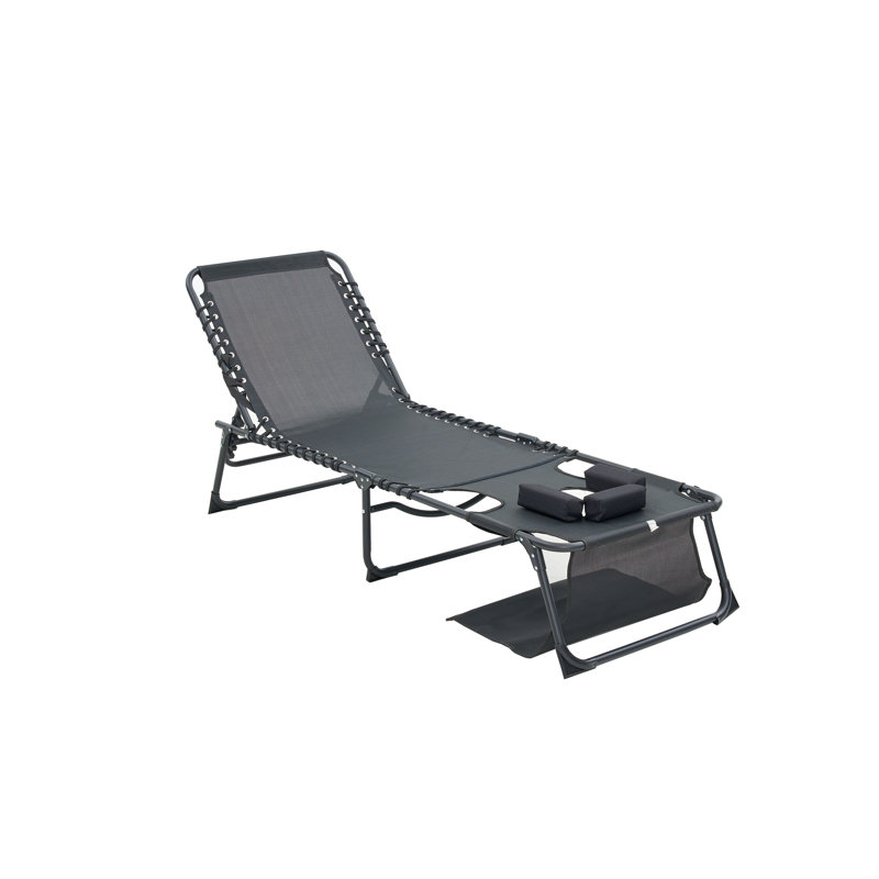 Adjustable Face Down Chaise Lounge Chair with Foldable Black Design, 2-Pack for Poolside, Beach, and Outdoor Relaxation