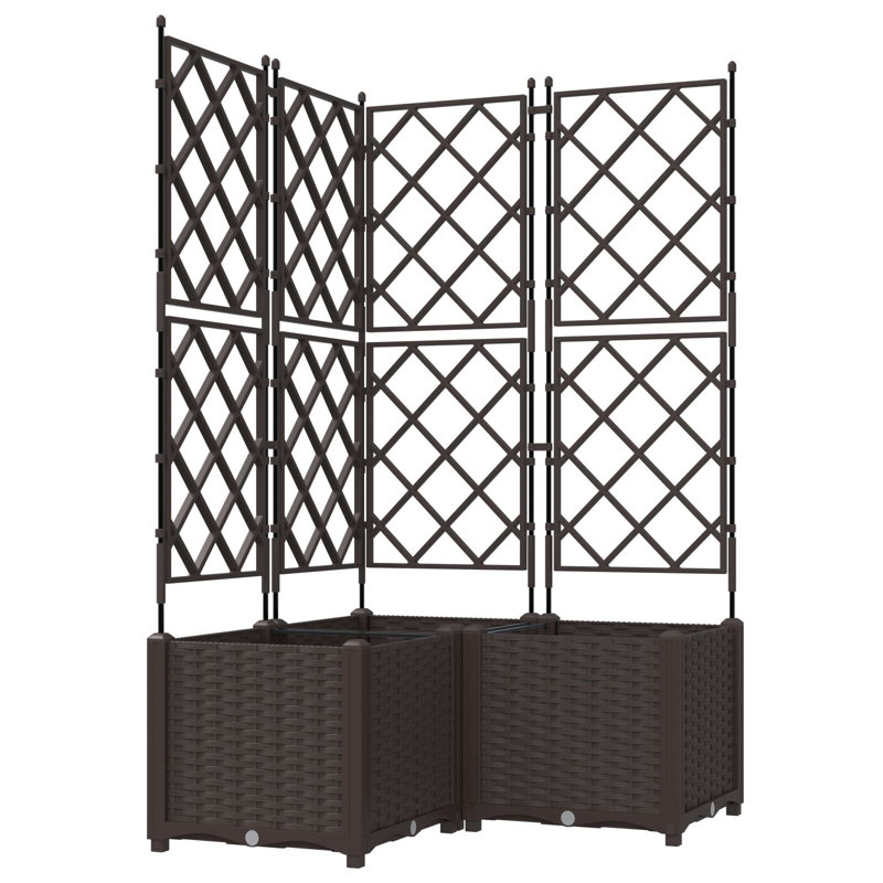 Garden Planter Steel Outdoor Container Modern Decor Terrace Stylish Pot, Brown