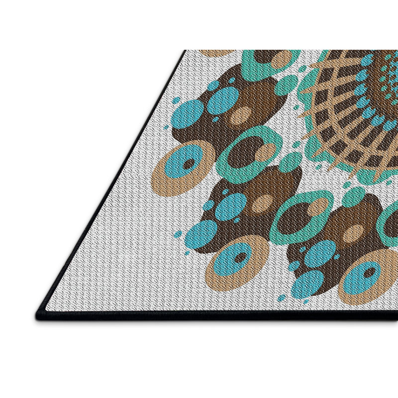 Laine tissée à la main et polyester turquoise/gris/noir Tapis décoratif, Rectangle 4 pi x 6 pi