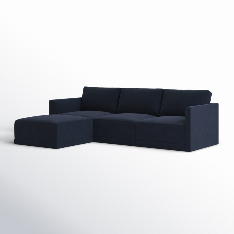Deirdre Velvet L-Shaped Sectional Reversible, Navy Velvet