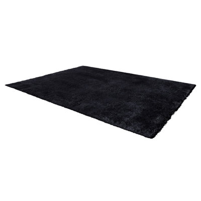 Tapis d'intérieur moelleux, tapis moelleux de 8 pi x 10 pi, tapis à poils longs pour le salon, la chambre à coucher, la véranda, l'esthétique moderne de la décoration intérieure, non-perte de poils, non-tissé, antidérapant, noir