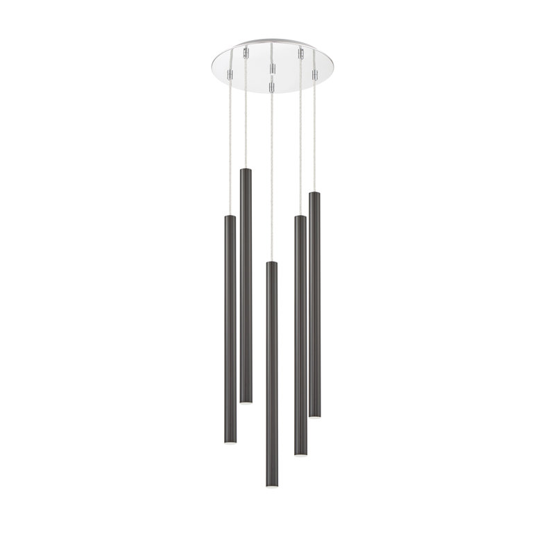 Bowning 5 - Light LED Cluster Pendant, Pearl Black