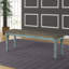 Banc de salle à manger bleu patiné avec siège en grain de bois naturel - revêtement blanc antique