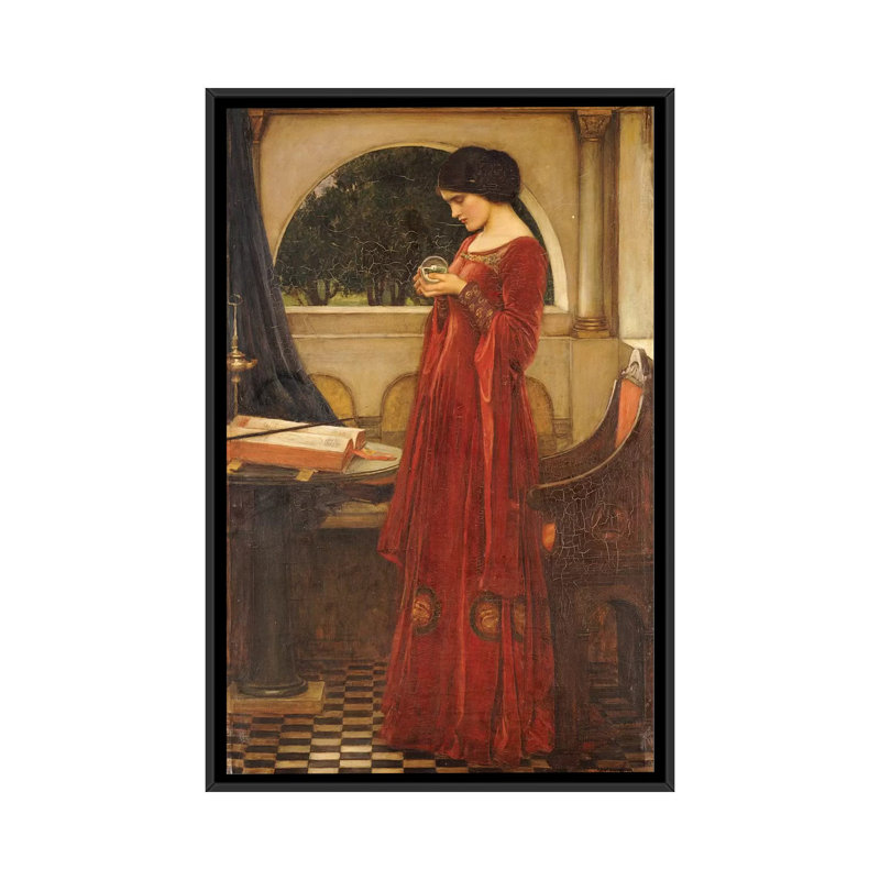 "the crystal ball, 1902" par john william waterhouse, reproduction d’art sur toile, H 26 po x l 18 po x P 1,5 po, Non mat