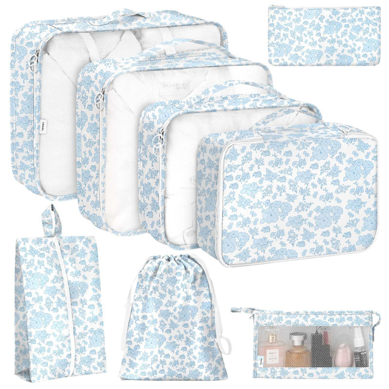 8 Set Packing Cubes For Travel, Luggage Packing Organizers Accessories Large Toiletries Bag For Clothes Shoes Cosmetics