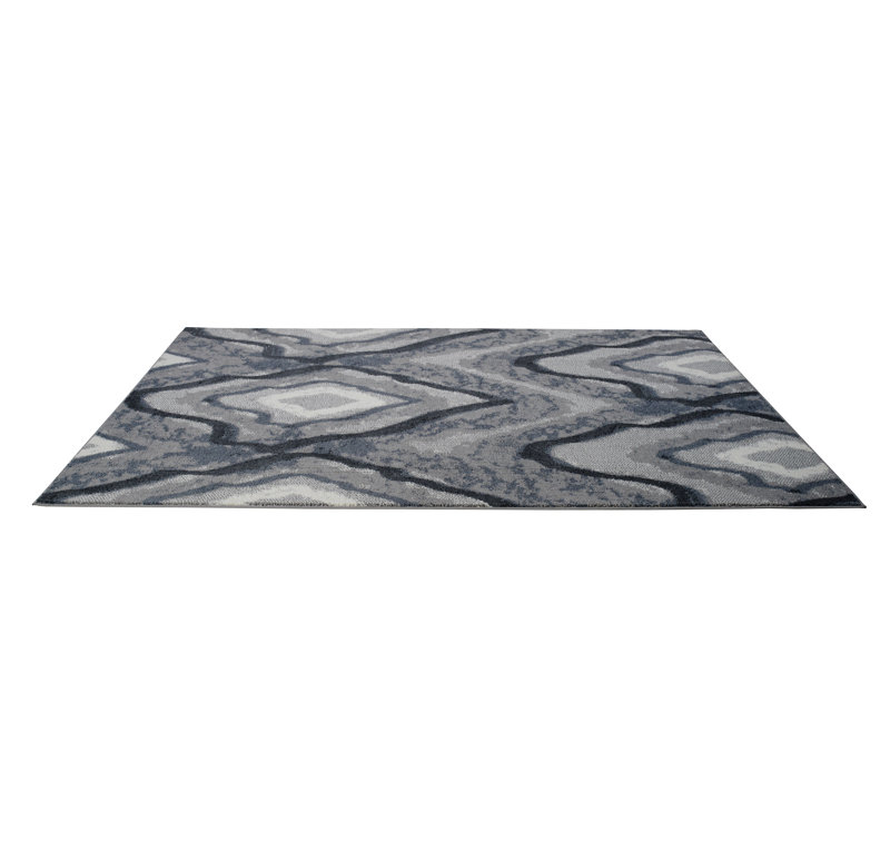 Gris/Tapis décoratif Ivoire abstrait Toronto, Rectangle 6 pi 6 po x 9 pi 6 po
