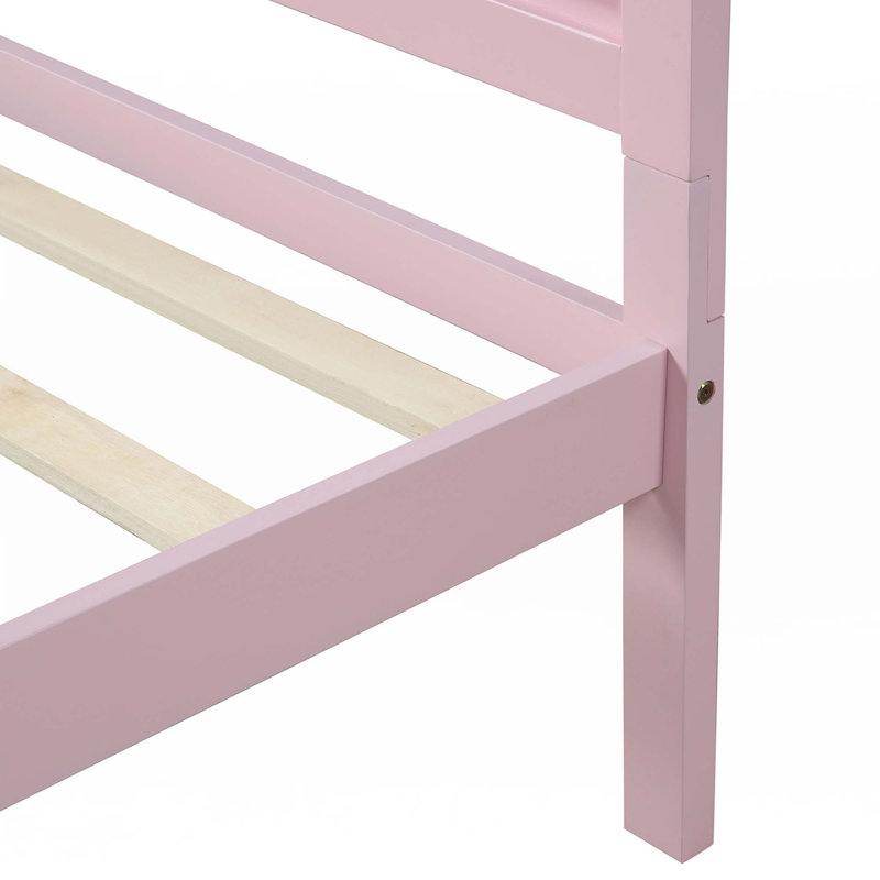 Base de lit plateforme simple en bois, Rose