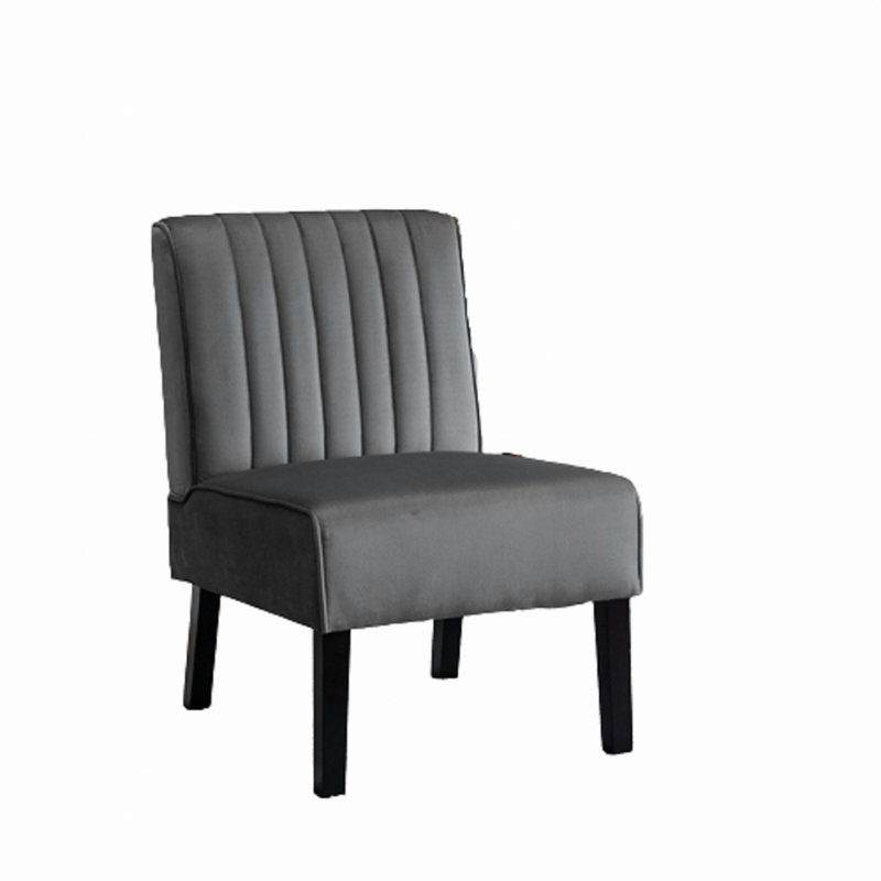 Ensemble de 2 chaises d'appoint Reese Mid Century Modern, Velours gris