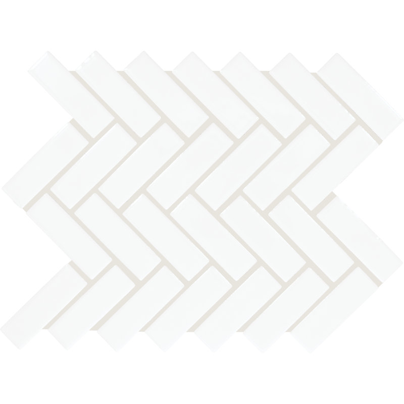 Colour Wheel Mosaics 1 "x 3" mosaïque à chevrons (ensemble de 10), Blanc arctique