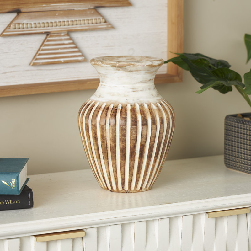 Vase décoratif en bois de manguier brun Caidence